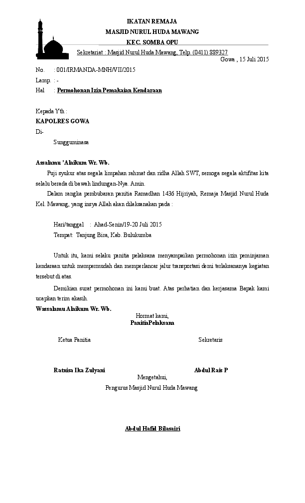 Detail Surat Peminjaman Mobil Kantor Nomer 3