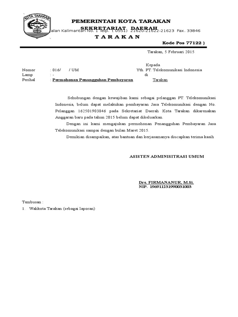 Surat Penangguhan Pembayaran - KibrisPDR