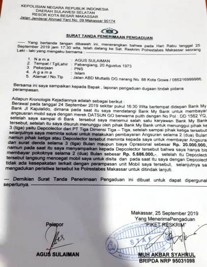 Detail Surat Penarikan Motor Nomer 19