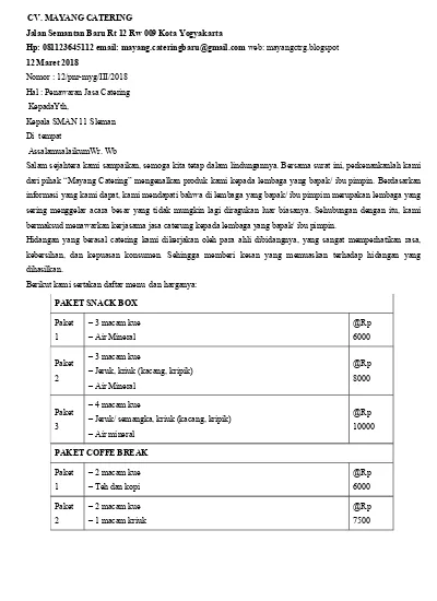 Detail Surat Penawaran Catering Nomer 18