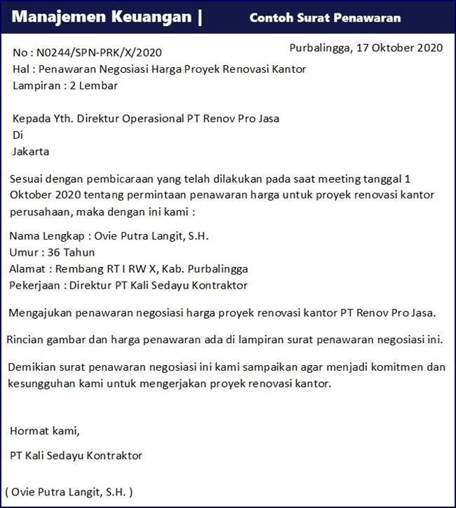 Detail Surat Penawaran Negosiasi Singkat Nomer 13