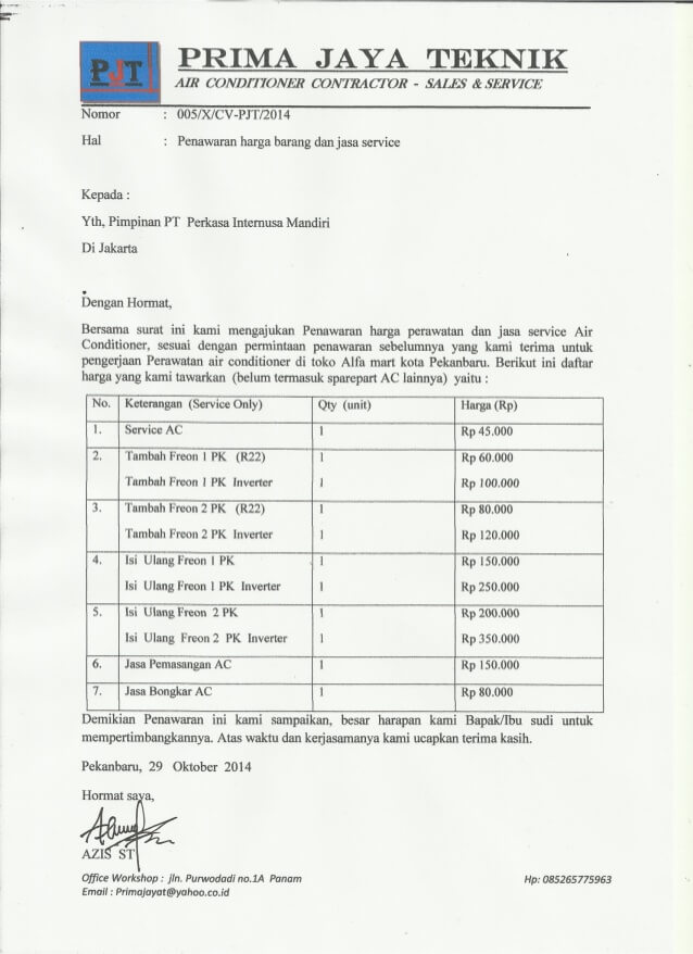 Detail Surat Penawaran Negosiasi Singkat Nomer 35