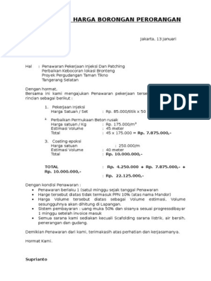 Detail Surat Penawaran Pekerjaan Borongan Nomer 5