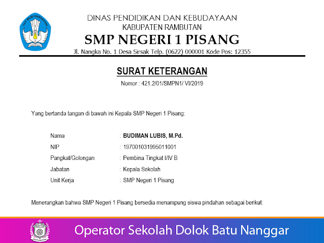 Detail Surat Penerimaan Siswa Pindahan Nomer 49