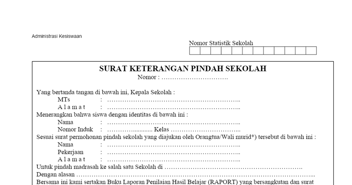 Detail Surat Penerimaan Siswa Pindahan Nomer 52