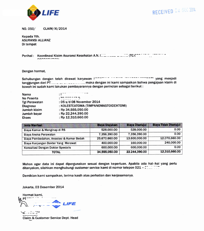 Detail Surat Pengajuan Asuransi Jiwa Nomer 12