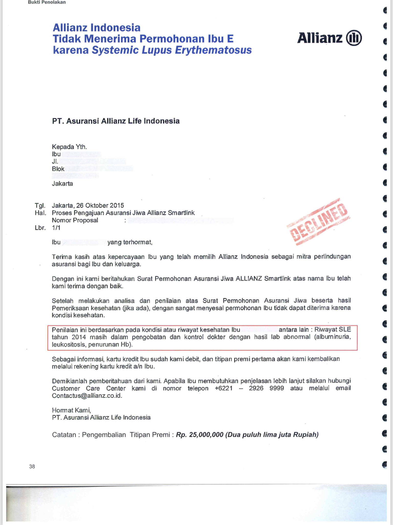 Detail Surat Pengajuan Asuransi Jiwa Nomer 25