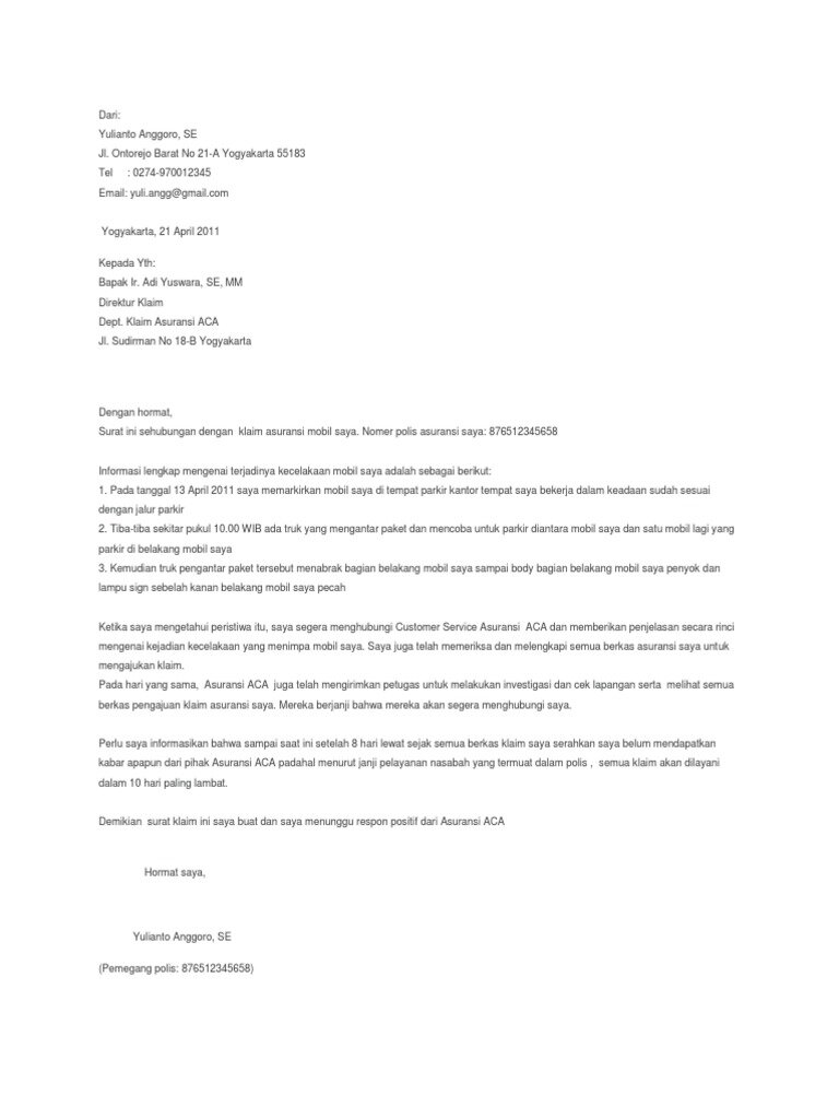 Detail Surat Pengajuan Asuransi Jiwa Nomer 29