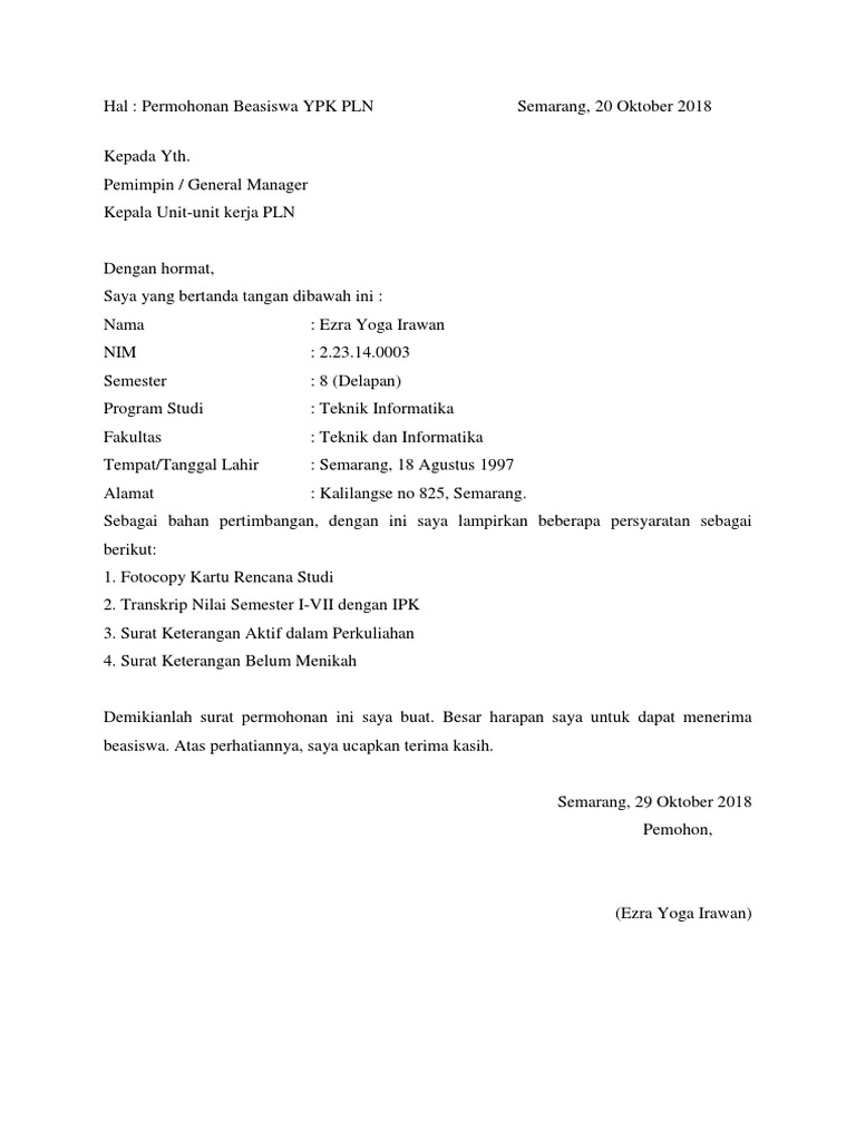 Detail Surat Pengajuan Beasiswa Nomer 2