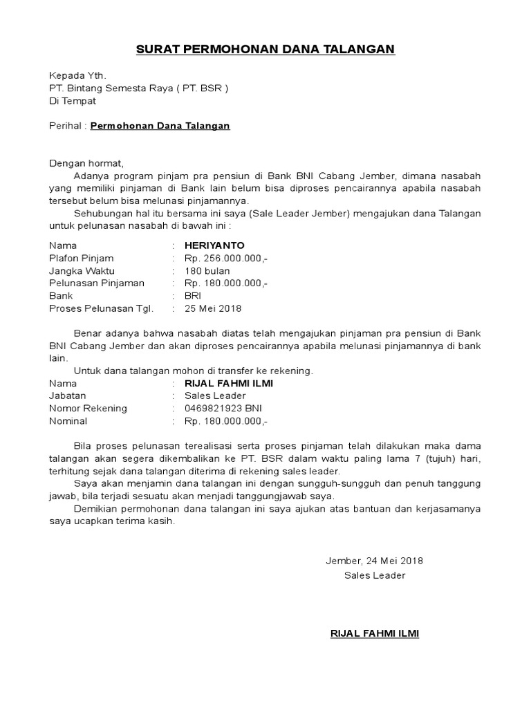 Detail Surat Pengajuan Dana Nomer 26