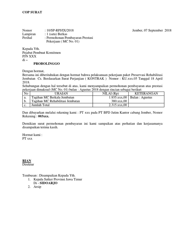 Detail Surat Pengajuan Pembayaran Nomer 16