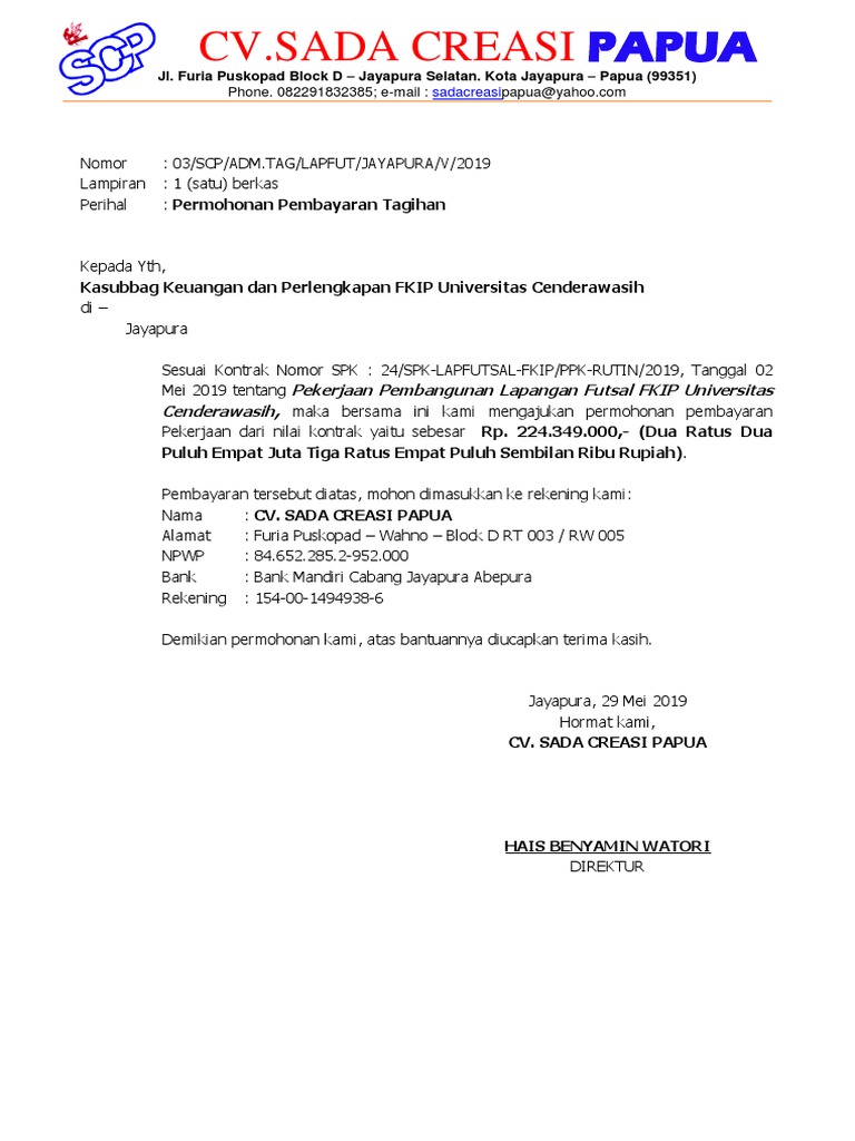 Detail Surat Pengajuan Pembayaran Nomer 8