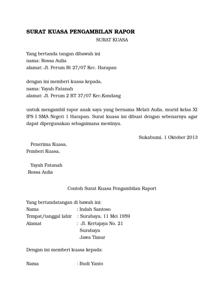 Detail Surat Pengambilan Raport Nomer 18