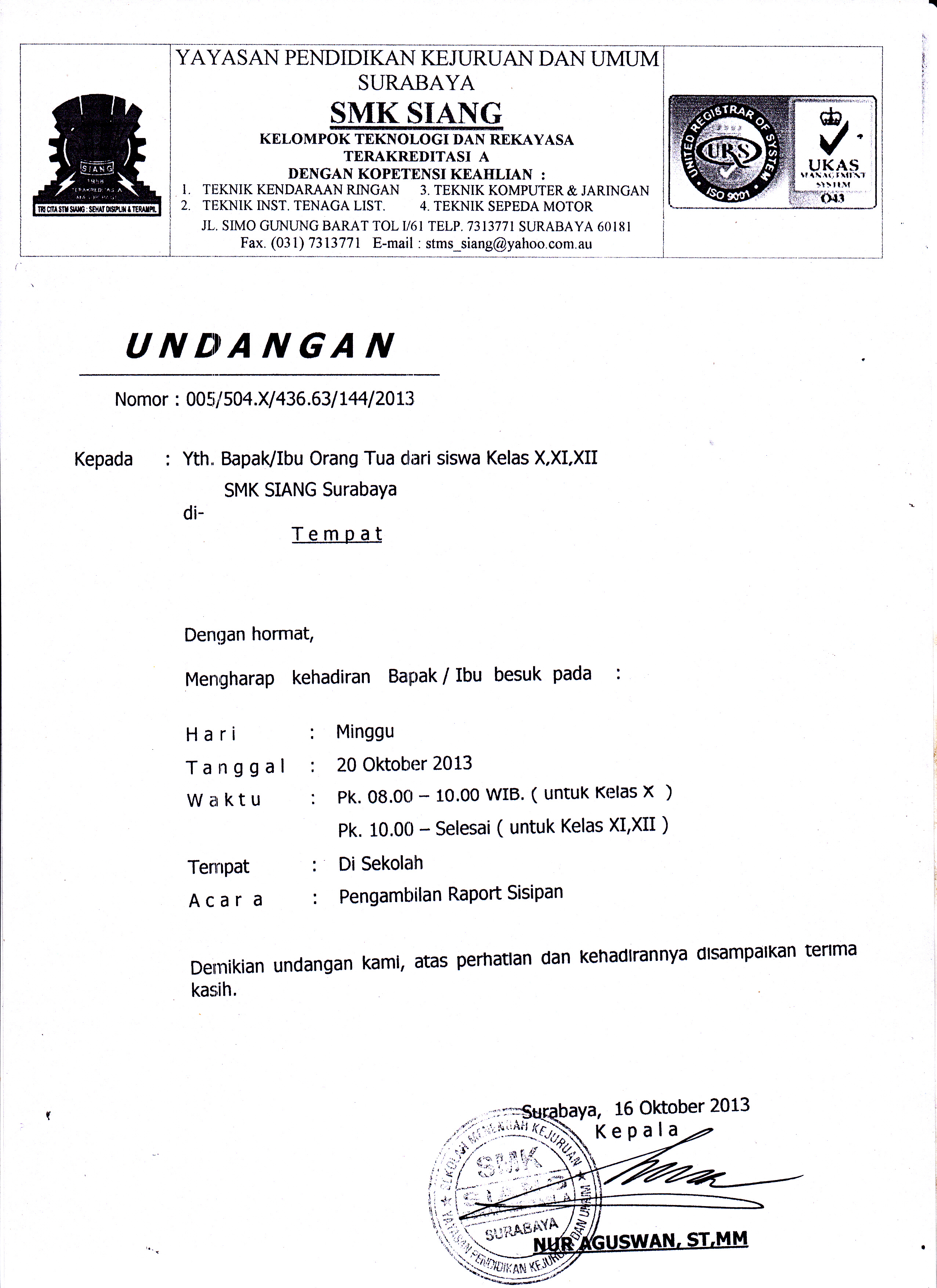 Detail Surat Pengambilan Raport Nomer 32