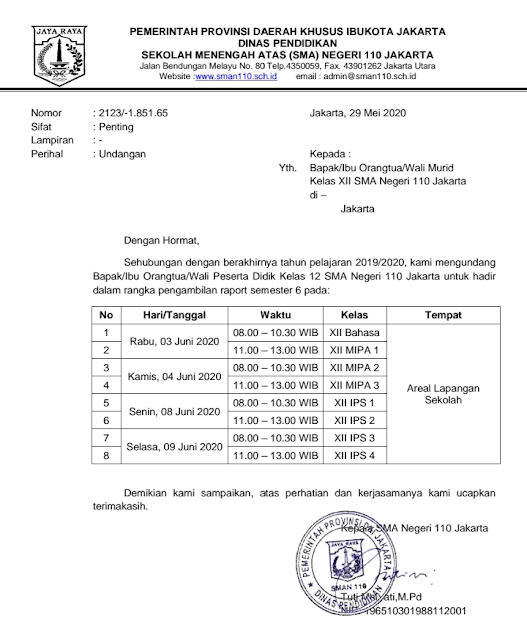 Detail Surat Pengambilan Raport Nomer 8