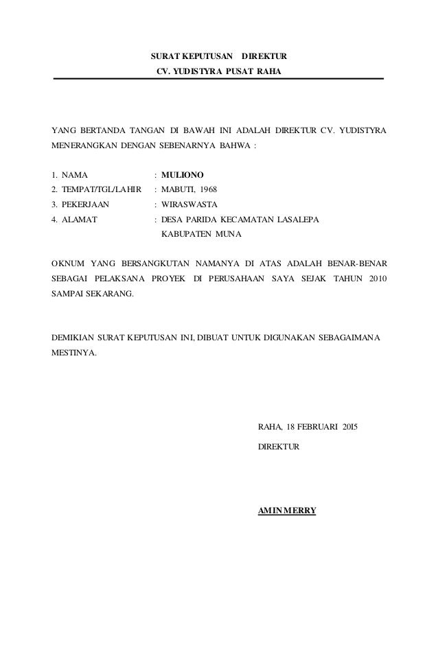 Detail Surat Pengangkatan Direktur Nomer 5