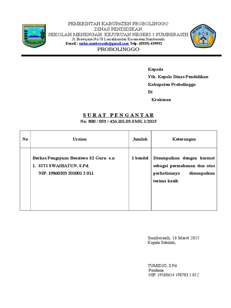 Detail Surat Pengantar Berkas Nomer 17