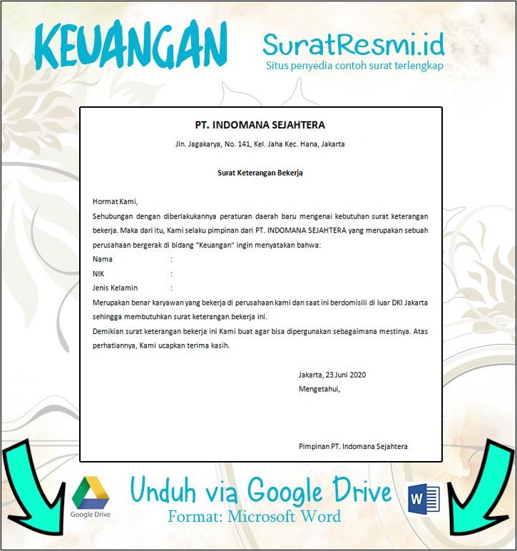 Detail Surat Pengantar Kerja Nomer 50