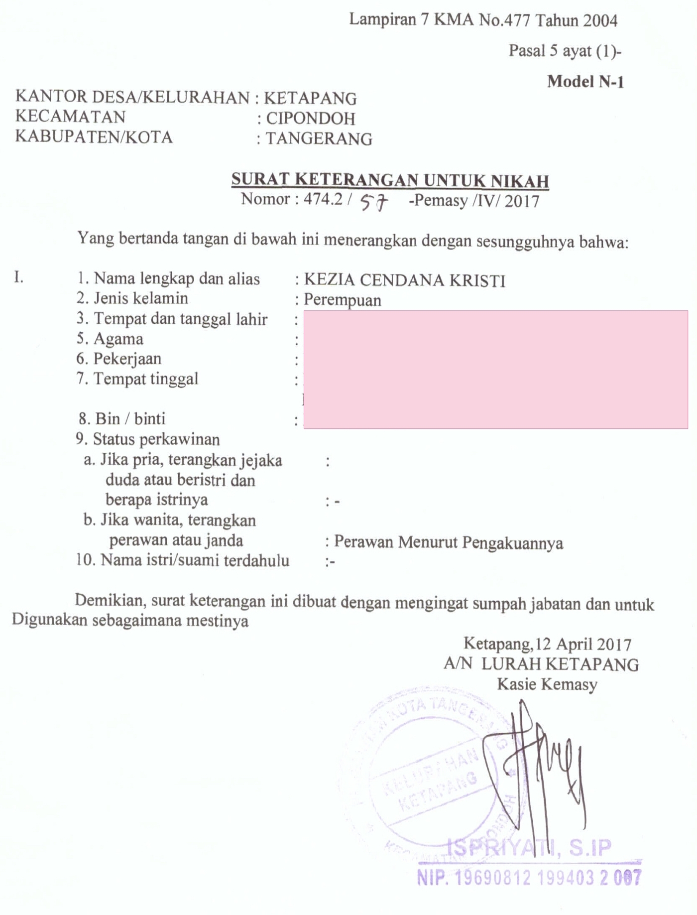 Detail Surat Pengantar Nikah Rt Nomer 21