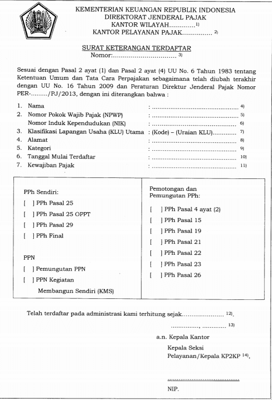 Detail Surat Pengantar Pembuatan Npwp Nomer 12