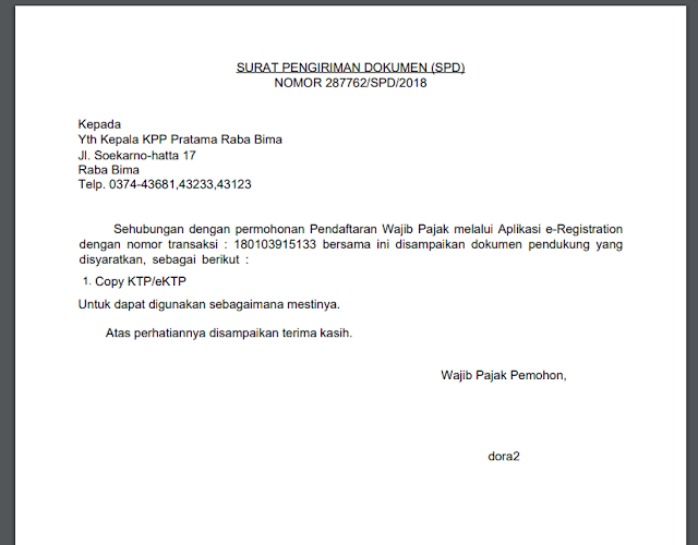 Detail Surat Pengantar Pembuatan Npwp Nomer 13