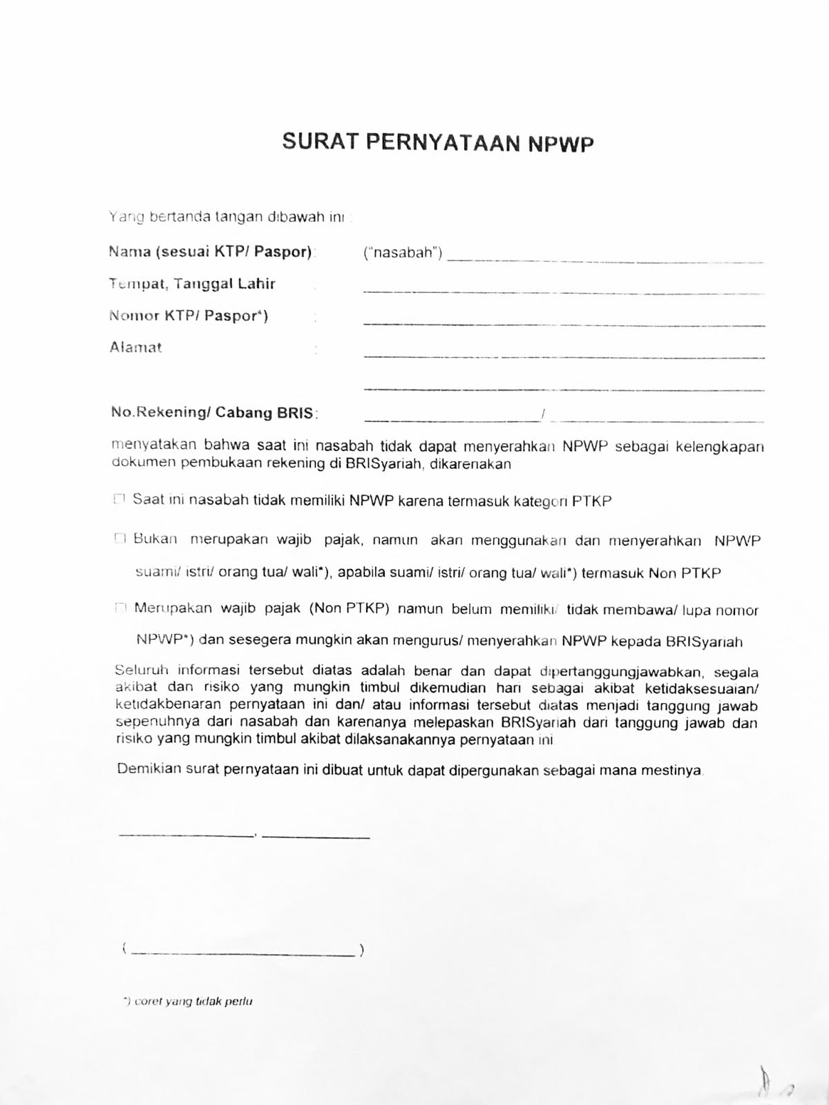 Download Surat Pengantar Pembuatan Npwp Nomer 10