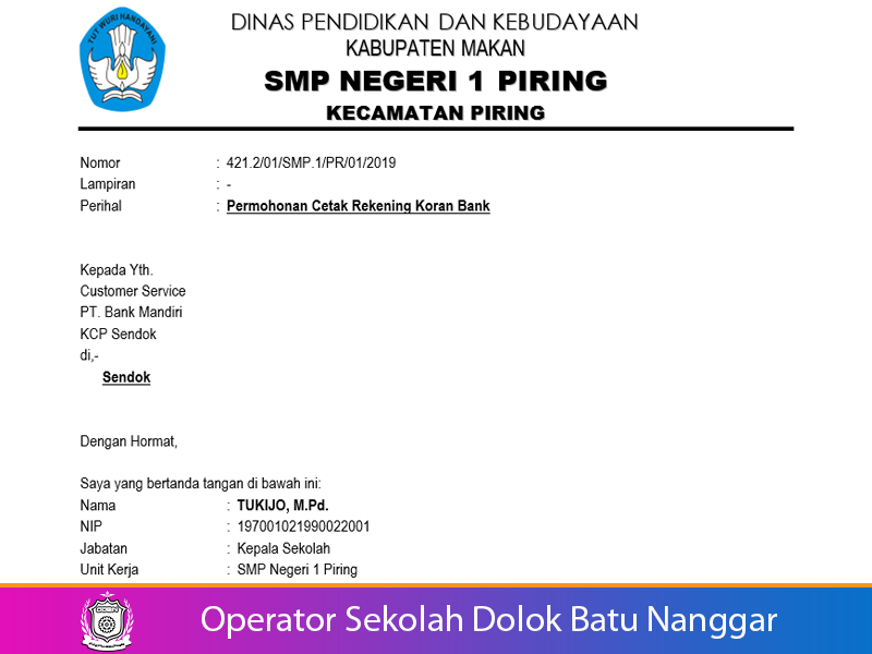 Detail Surat Pengantar Pembuatan Rekening Nomer 49