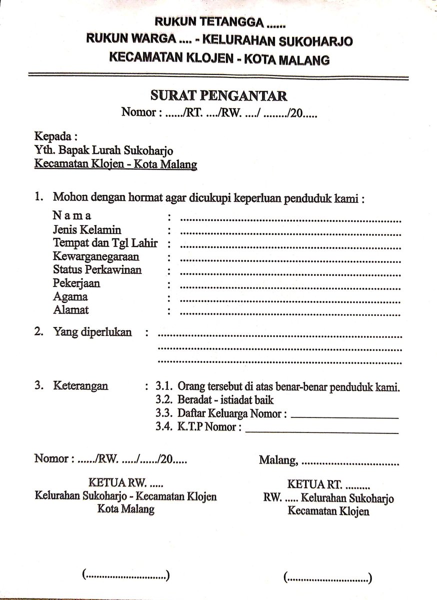 Detail Surat Pengantar Rt Rw Nomer 25