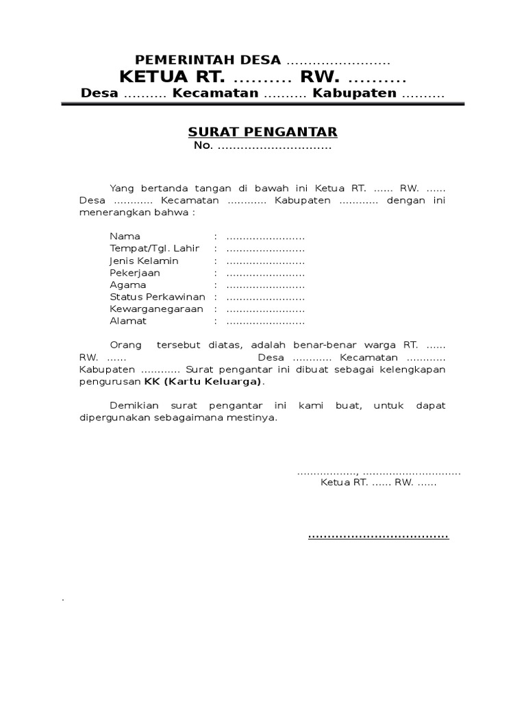 Detail Surat Pengantar Rt Rw Nomer 26