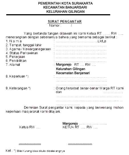 Detail Surat Pengantar Rt Rw Nomer 46