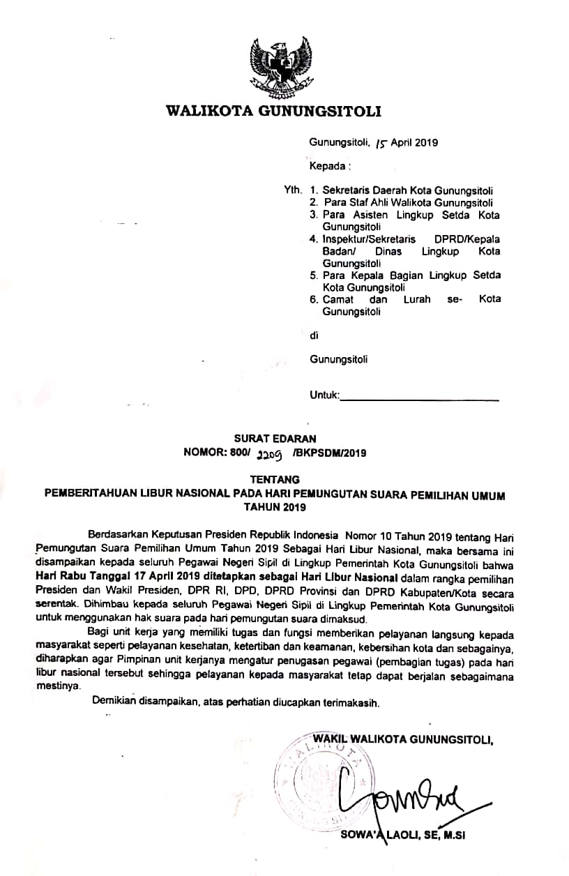 Detail Surat Pengumuman Libur Nomer 6