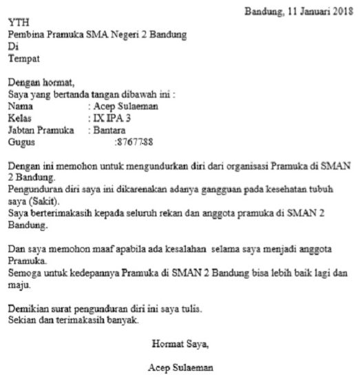 Detail Surat Pengunduran Diri Dari Organisasi Nomer 45