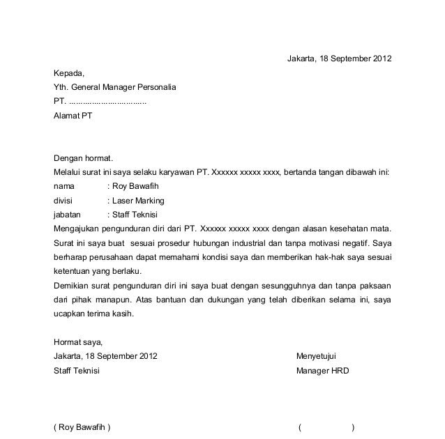 Detail Surat Pengunduran Diri Dari Organisasi Nomer 6