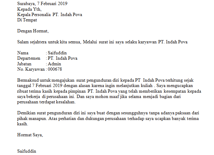 Detail Surat Pengunduran Diri Dari Universitas Nomer 53