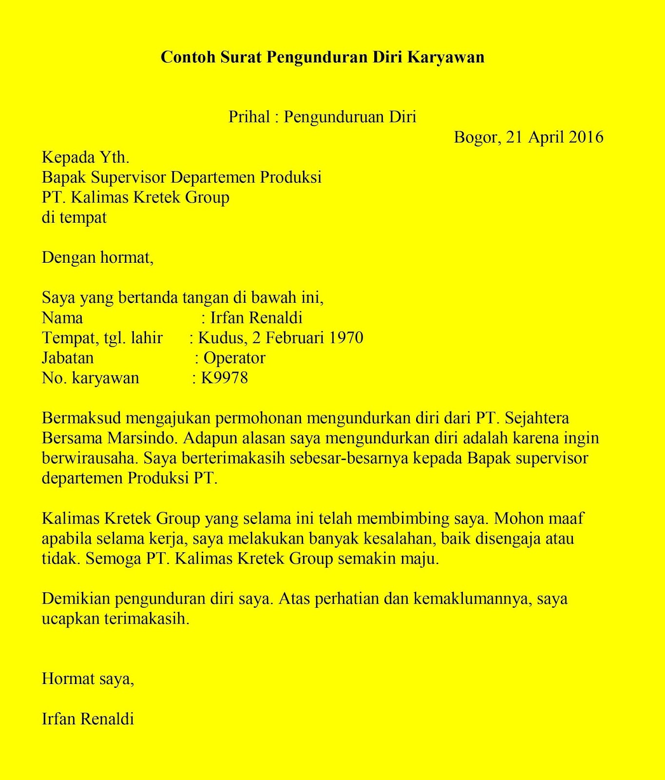 Detail Surat Pengunduran Diri Karena Orang Tua Sakit Nomer 8