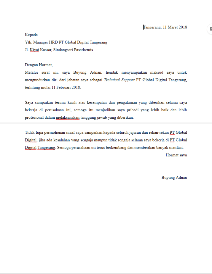 Detail Surat Pengunduran Diri Microsoft Word Nomer 18
