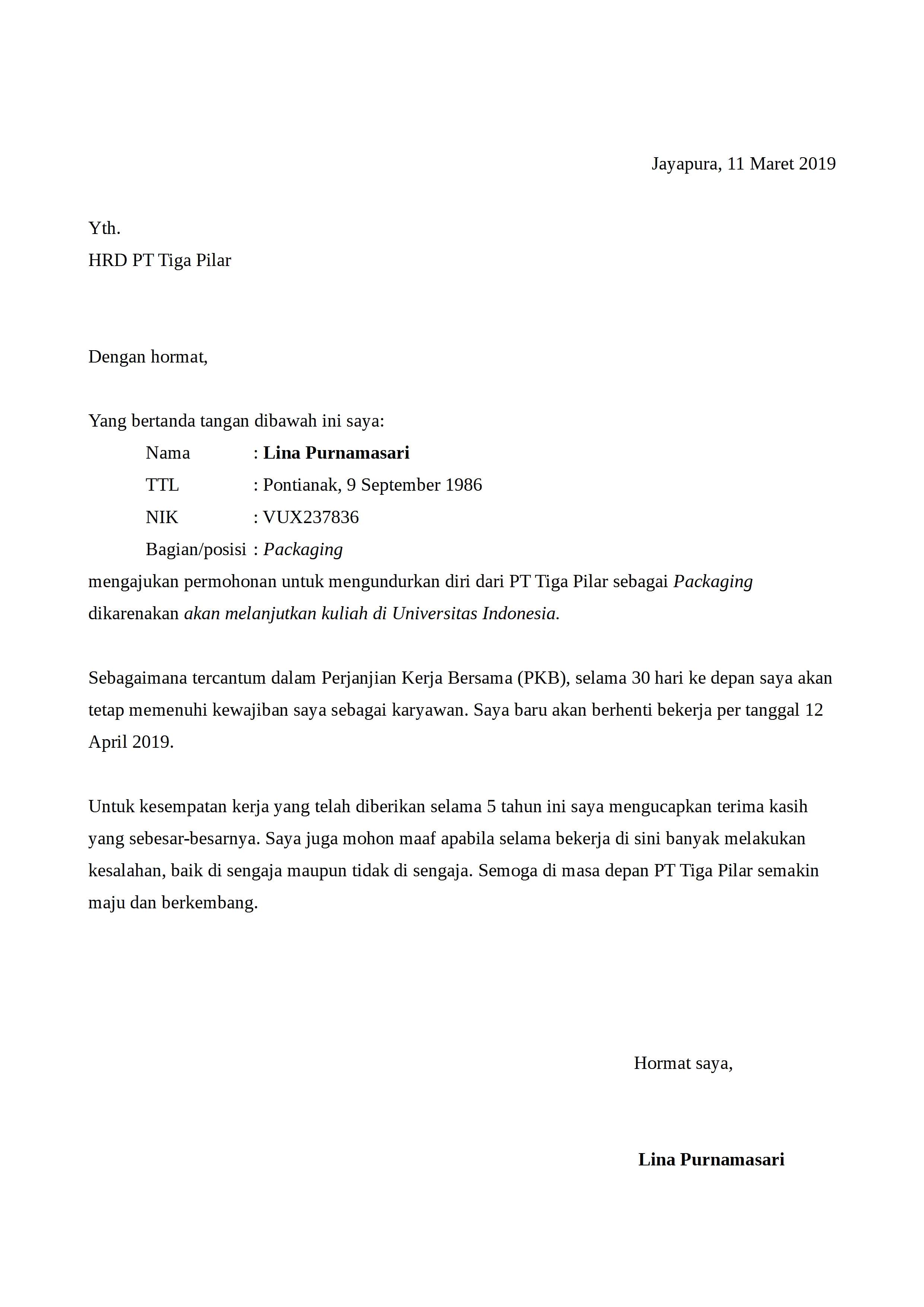 Detail Surat Pengunduran Diri Microsoft Word Nomer 46