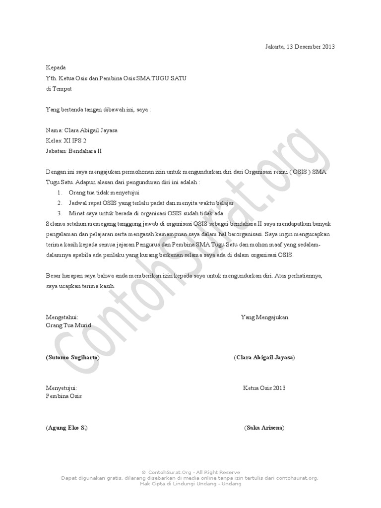 Detail Surat Pengunduran Diri Osis Nomer 53