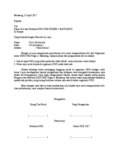 Detail Surat Pengunduran Diri Osis Nomer 7