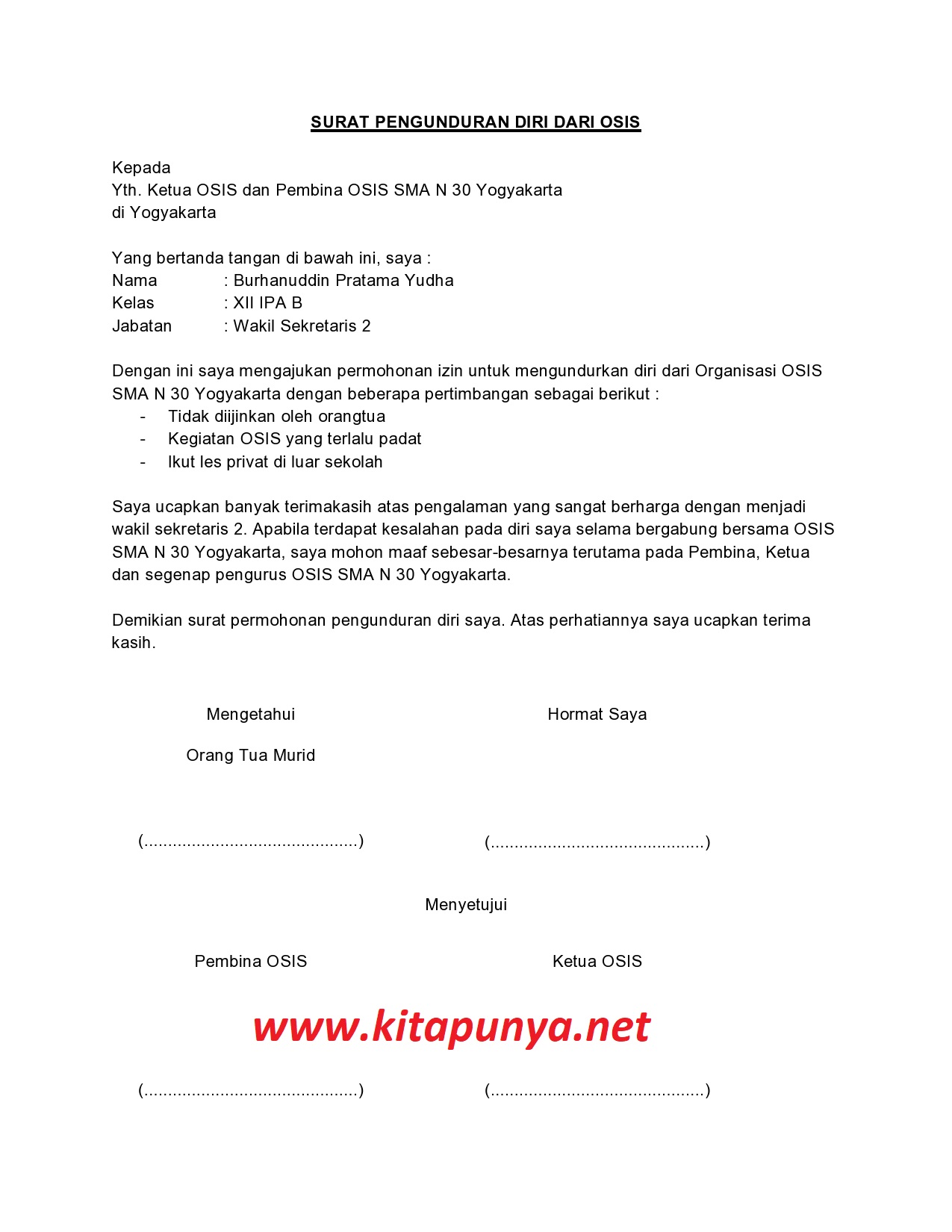 Detail Surat Pengunduran Diri Osis Nomer 9