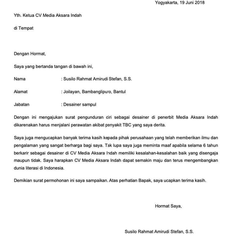 Detail Surat Pengunduran Diri Pns Nomer 40