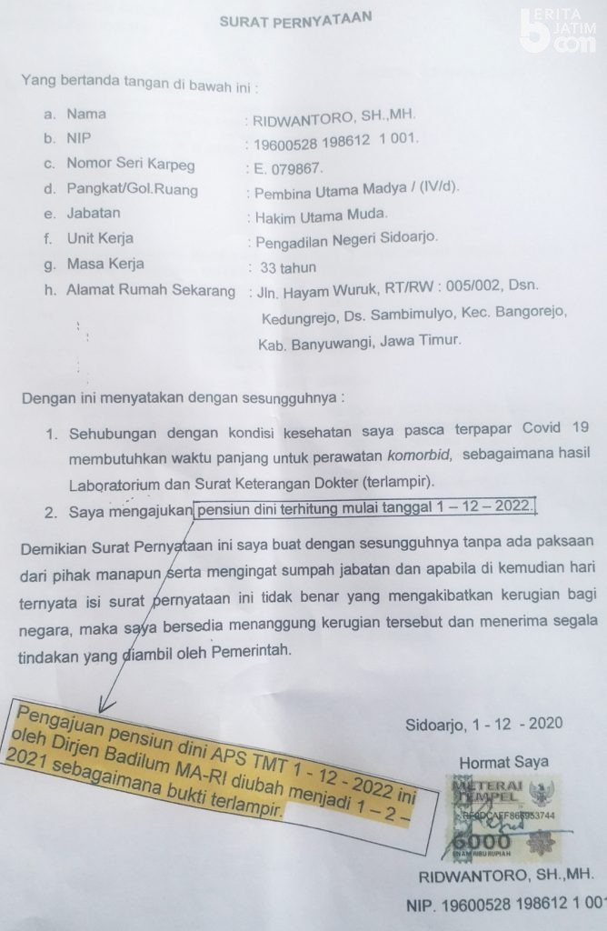 Detail Surat Pensiun Dini Nomer 20