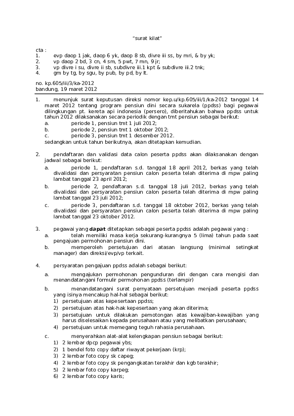 Detail Surat Pensiun Dini Nomer 33