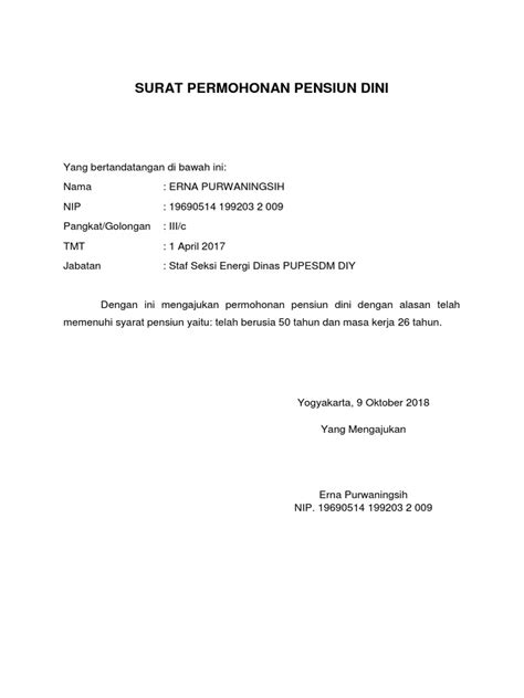 Detail Surat Pensiun Dini Nomer 9