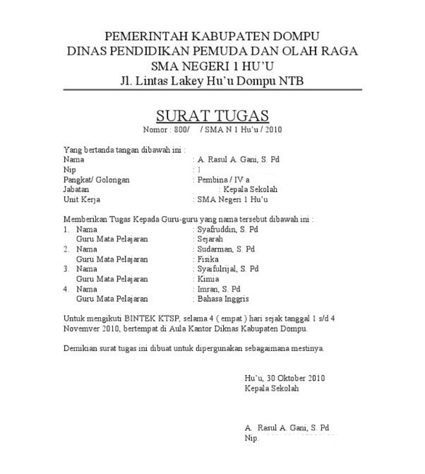 Detail Surat Penugasan Guru Nomer 45