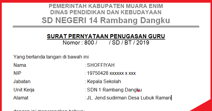 Detail Surat Penugasan Guru Nomer 7