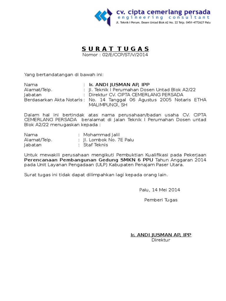 Detail Surat Penugasan Kerja Nomer 34