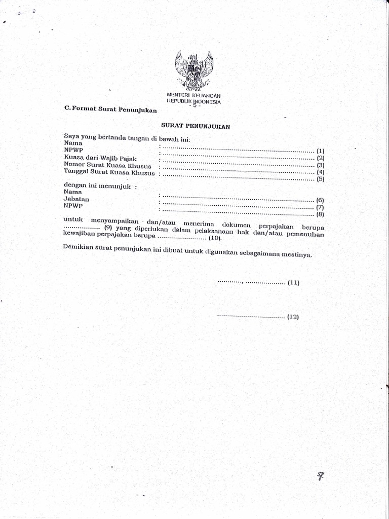 Detail Surat Penunjukan Pajak Nomer 12