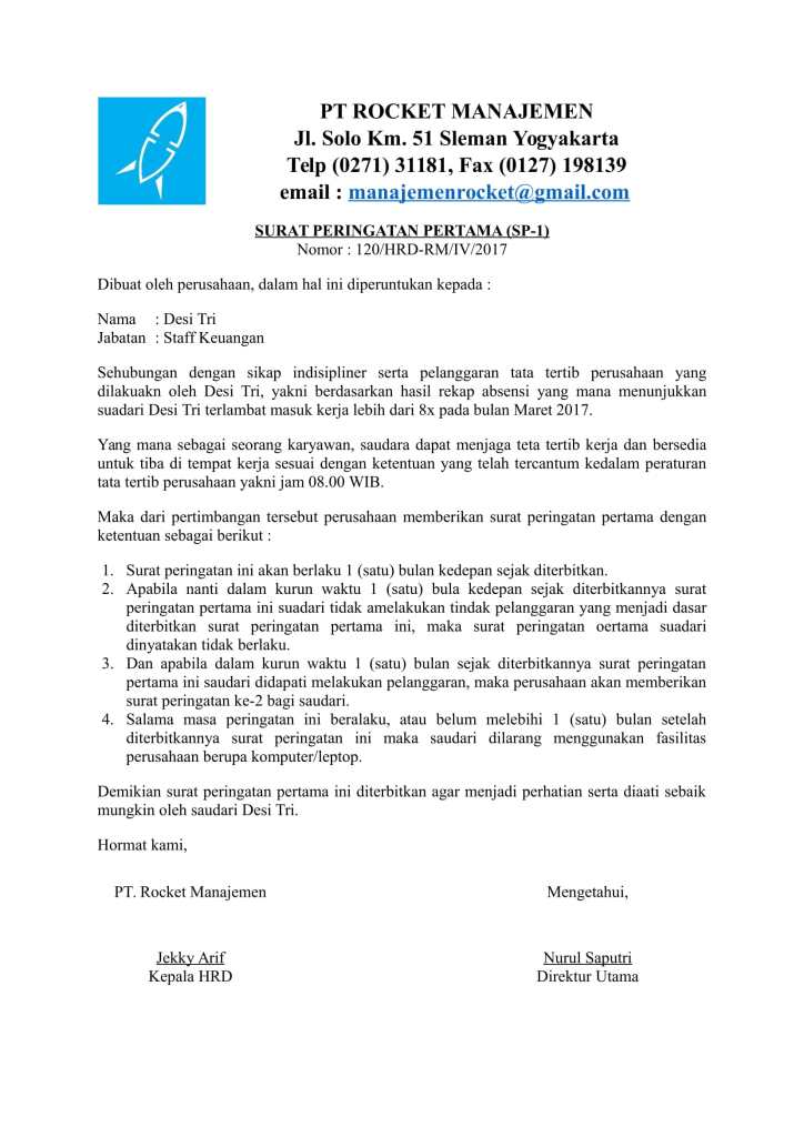 Detail Surat Peringatan 1 Nomer 7