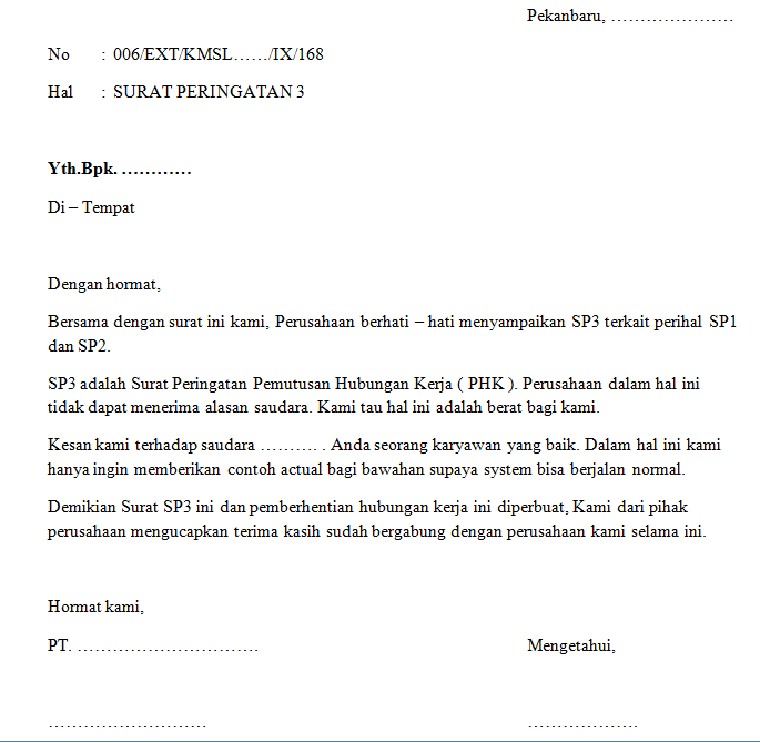 Detail Surat Peringatan 3 Nomer 24